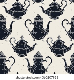 Vintage teapot / coffee pot seamless pattern