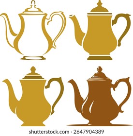 Coleção de design de vetor de cor de bule vintage