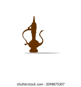 vintage teapot flat brown vector illustration on white background 