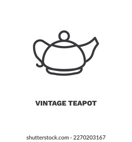 vintage teapot icon. Thin line vintage teapot icon from restaurant collection. Outline vector isolated on white background. Editable vintage teapot symbol can be used web and mobile