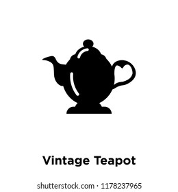 Vintage Teapot icon vector isolated on white background, logo concept of Vintage Teapot sign on transparent background, filled black symbol