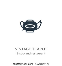 Vintage teapot icon vector. Trendy flat vintage teapot icon from bistro and restaurant collection isolated on white background. Vector illustration can be used for web and mobile graphic design, logo,