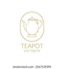 Vintage teapot illustration design. Teapot vector logo.