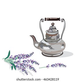 Vintage Teapot and lavender Vector