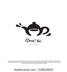 Vintage teapot logo design vector