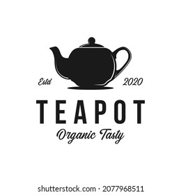 vintage Teapot logo label design vector illustration