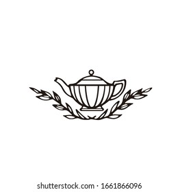 vintage teapot logo vector modern template