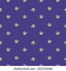 Vintage teapots seamless pattern. Background of teatime in hand drawn style. Repeated texture in doodle style for fabric, wrapping paper, wallpaper, tissue. Vector illustration.