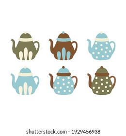 Vintage teapots. Teapot Vector Set