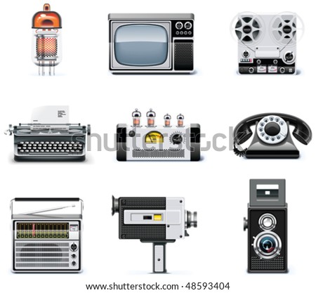 Vintage technologies icon set