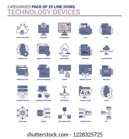 Vintage Technology Device Icon set - 25 Flat Line icon set