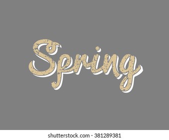 vintage tee print design with old effected / word Spring