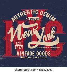 vintage tee print design with old effect