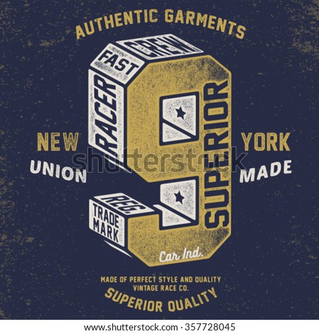 vintage tee print design with old typo 