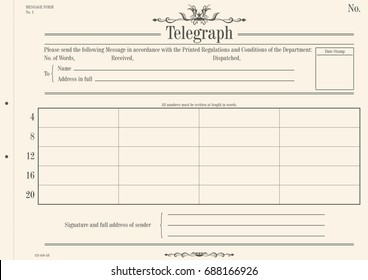 Vintage telegraph form. Flat vector for further editing.