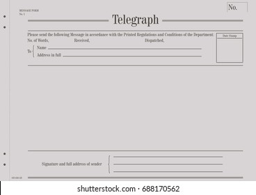 Vintage telegraph form. Flat vector. Base for further editing.