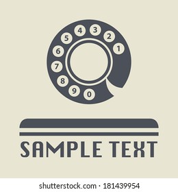 Vintage telephone disk icon or sign, vector illustration