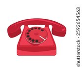 Vintage telephone. Vintage flat style vector illustration.
