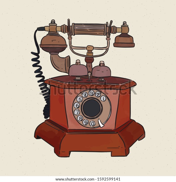 Vintage Telephone Hand Draw Sketch Vector Stock Vector (Royalty Free ...