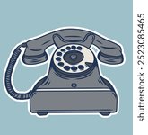 Vintage telephone. Vintage hand-draw style vector illustration.