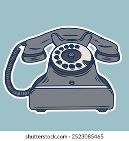 Vintage telephone. Vintage hand-draw style vector illustration.