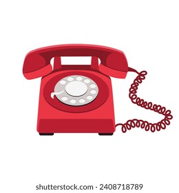 Vintage telephone with handset on a cord. Retro illustration, icon, vector