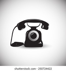 Vintage telephone icon illustration in black style