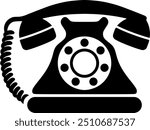 Vintage telephone icon, retro telephone vector, old telephone drawing, old telephone clipart