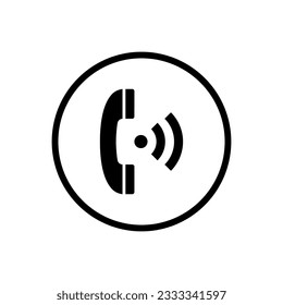 Vintage telephone icon vector in circle line