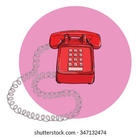 Vintage Telephone No.7, handset on. Illustration is in eps10 vector mode.