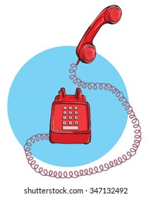 Vintage Telephone No.9, handset up. Illustration is in eps10 vector mode.