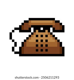 Vintage telephone in pixel art style