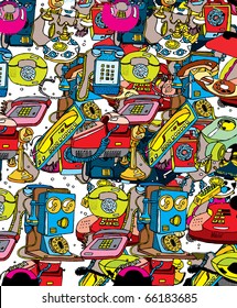 Vintage Telephones Connection Background (vector)