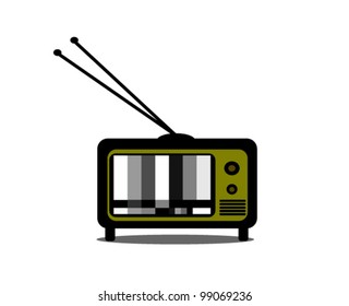 vintage television with antenna and test pattern