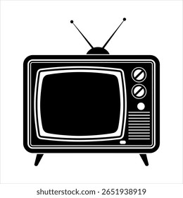 Televisão vintage com antenas e controles retro tv