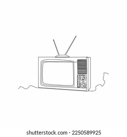 vintage television continuous line drawing art