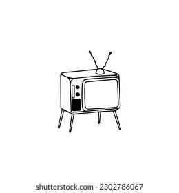 vintage television doodle illustration vector