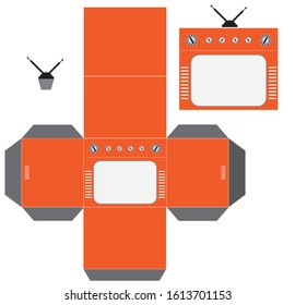 Vintage television model for print to paper cut and glue