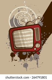 Vintage television on grunge background 