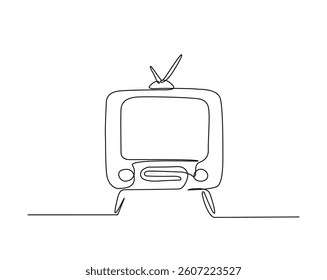 Vintage Television outline drawing illustration. one continuous line drawing of TV player.