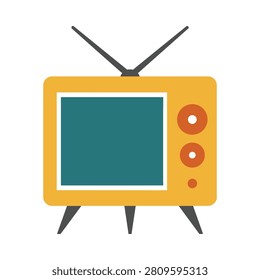 Vintage Television Set Flat Vector Illustration With Transparent Background