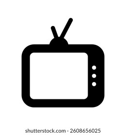 Vintage television set icon for entertainment broadcasting display