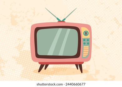 Vintage television set in retro style. Vector flat hand drawn illustration. 