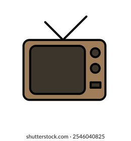 Vintage television with simple colour vector art and flat design