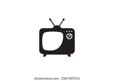 vintage Television tv icon vector silhouette isolated in white background
