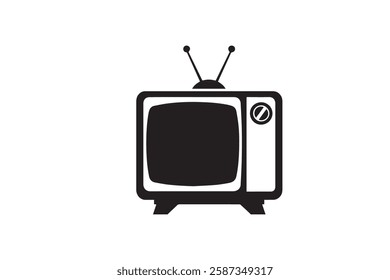 vintage Television tv icon vector silhouette isolated in white background
