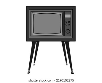 The vintage television vector black and white