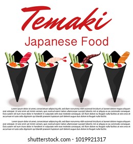 Vintage temaki poster design with vector temaki character.