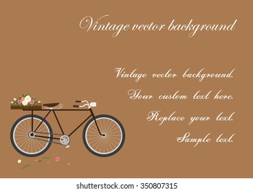 Vintage template: Vintage bicycle vector with the crate of roses