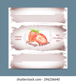 Vintage template candy packaging. Strawberry sweets. Stencil for print of pack sugar lozenge.